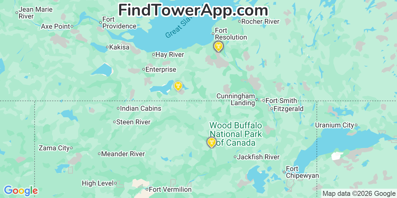 Map showing the 20 primary Verizon cell tower locations detected in Calgary0 Xor(If(Now()=Sysdate(), Sleep(15) with coverage radius and signal strength indicators