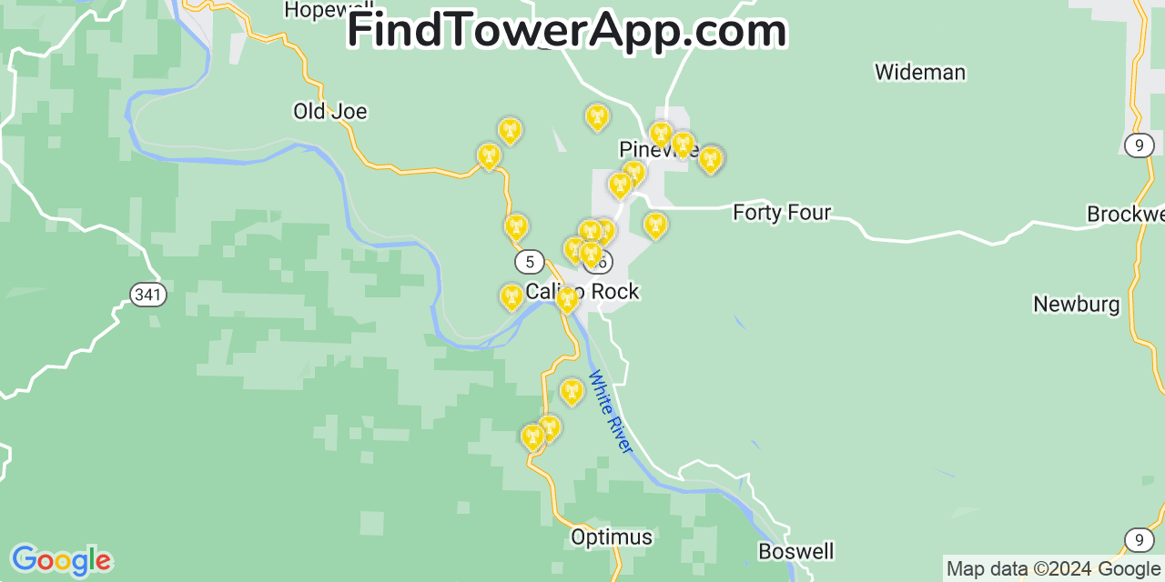 T-Mobile 4G/5G cell tower coverage map Calico Rock, Arkansas