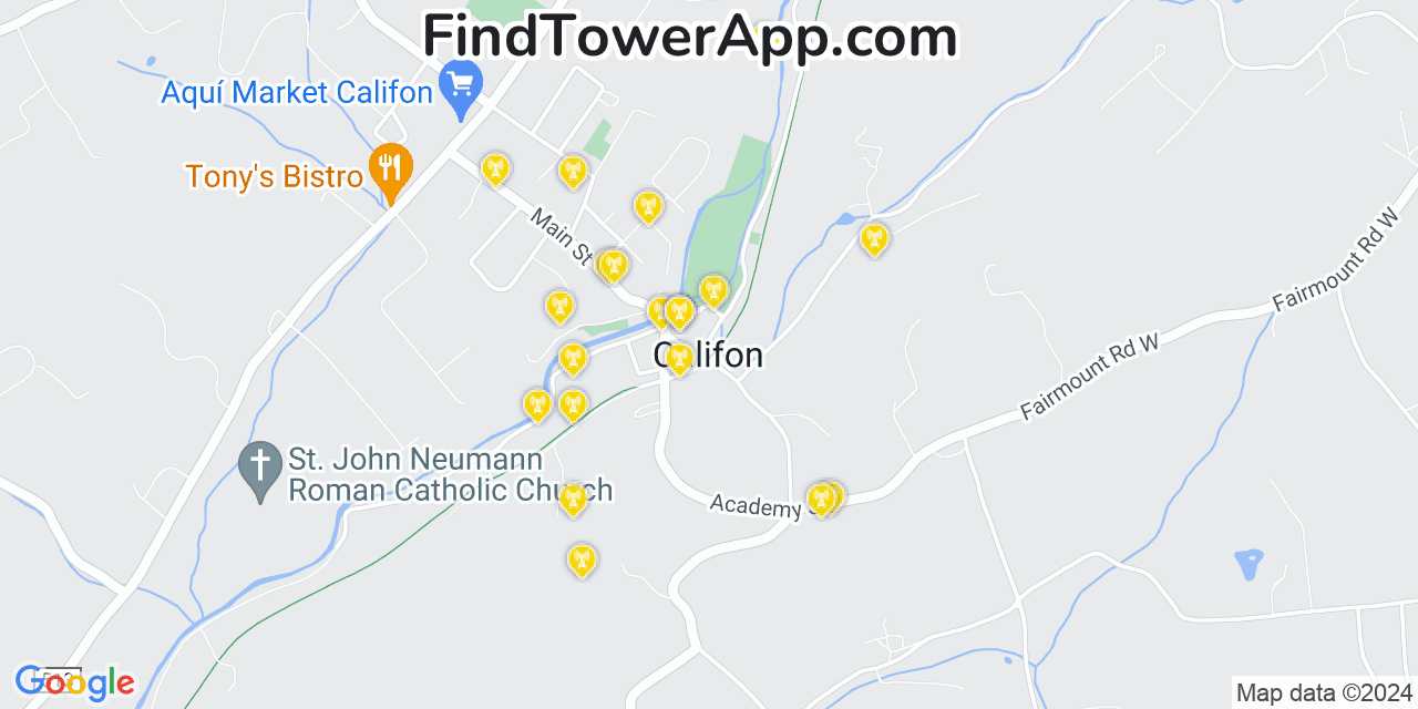 AT&T 4G/5G cell tower coverage map Califon, New Jersey