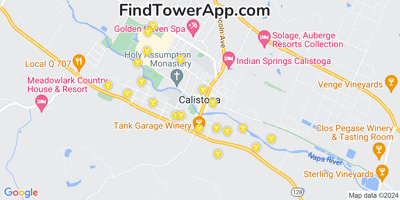 T-Mobile 4G/5G cell tower coverage map Calistoga, California