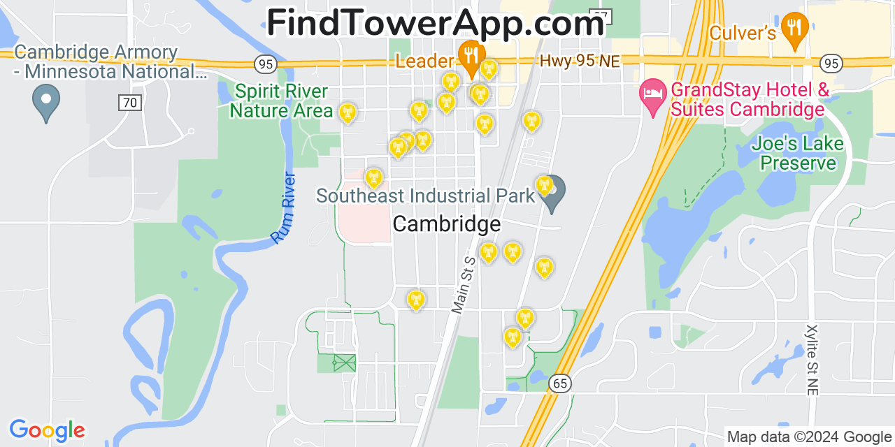 T-Mobile 4G/5G cell tower coverage map Cambridge, Minnesota