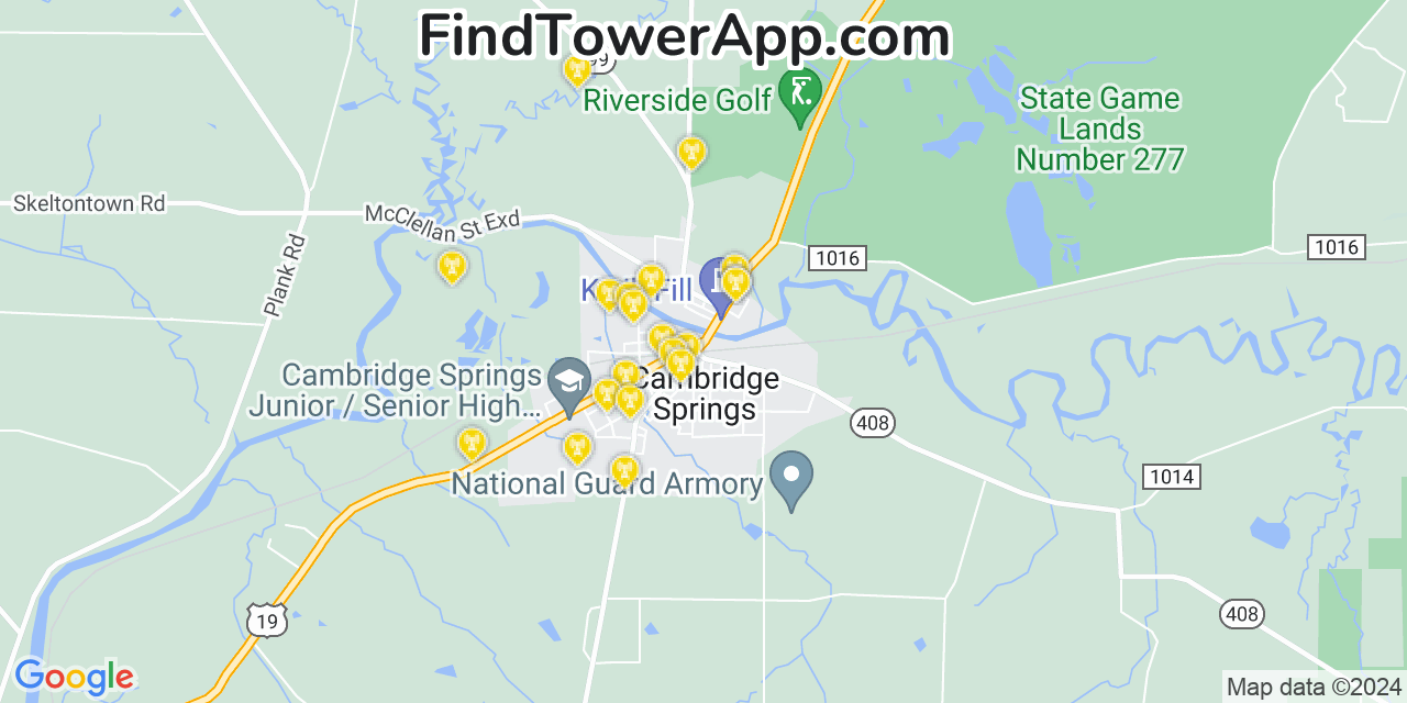 T-Mobile 4G/5G cell tower coverage map Cambridge Springs, Pennsylvania