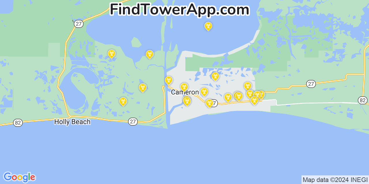 AT&T 4G/5G cell tower coverage map Cameron, Louisiana