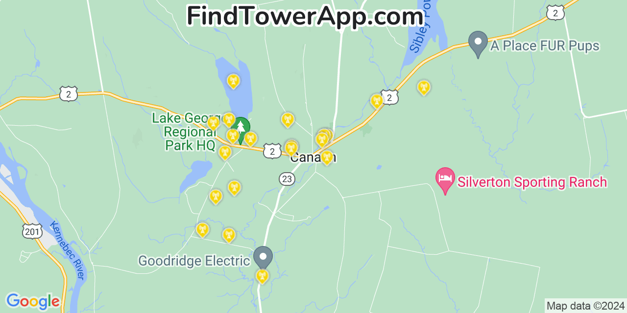 AT&T 4G/5G cell tower coverage map Canaan, Maine