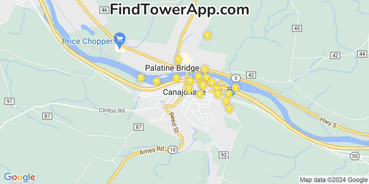 Verizon 4G/5G cell tower coverage map Canajoharie, New York