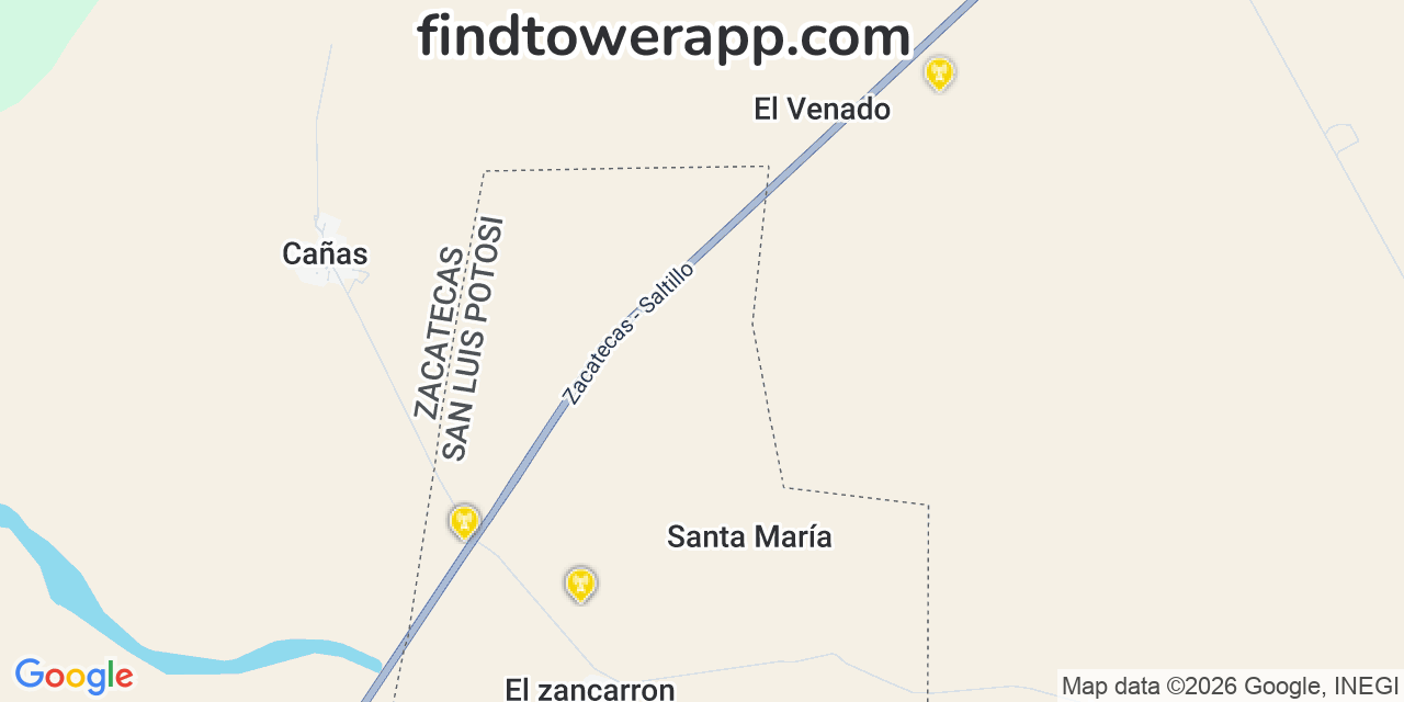 Map showing the 5 primary Altan Redes cell tower locations in Canc, Mexico