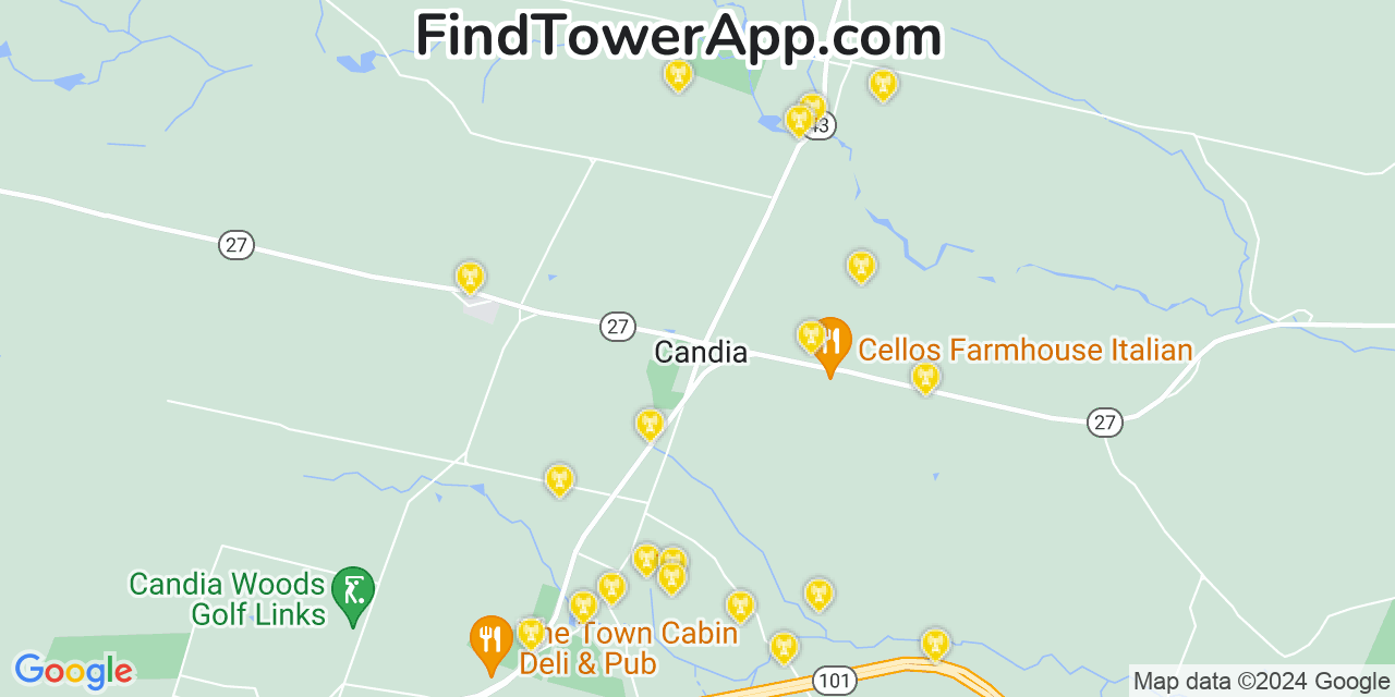 T-Mobile 4G/5G cell tower coverage map Candia, New Hampshire