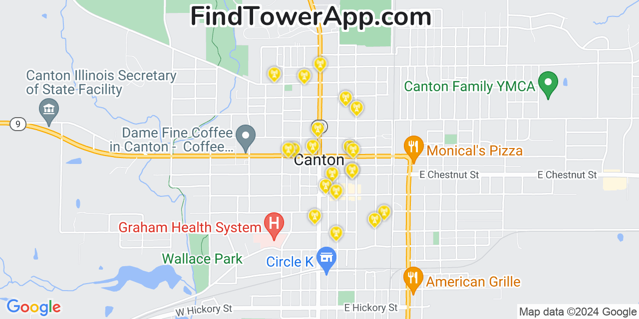 AT&T 4G/5G cell tower coverage map Canton, Illinois