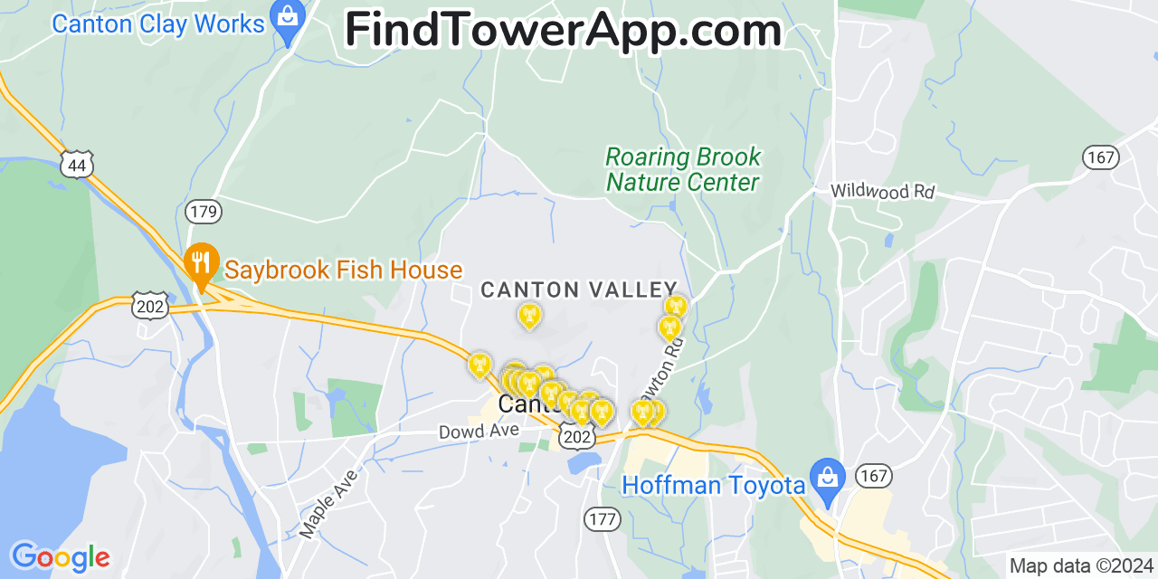 AT&T 4G/5G cell tower coverage map Canton Valley, Connecticut