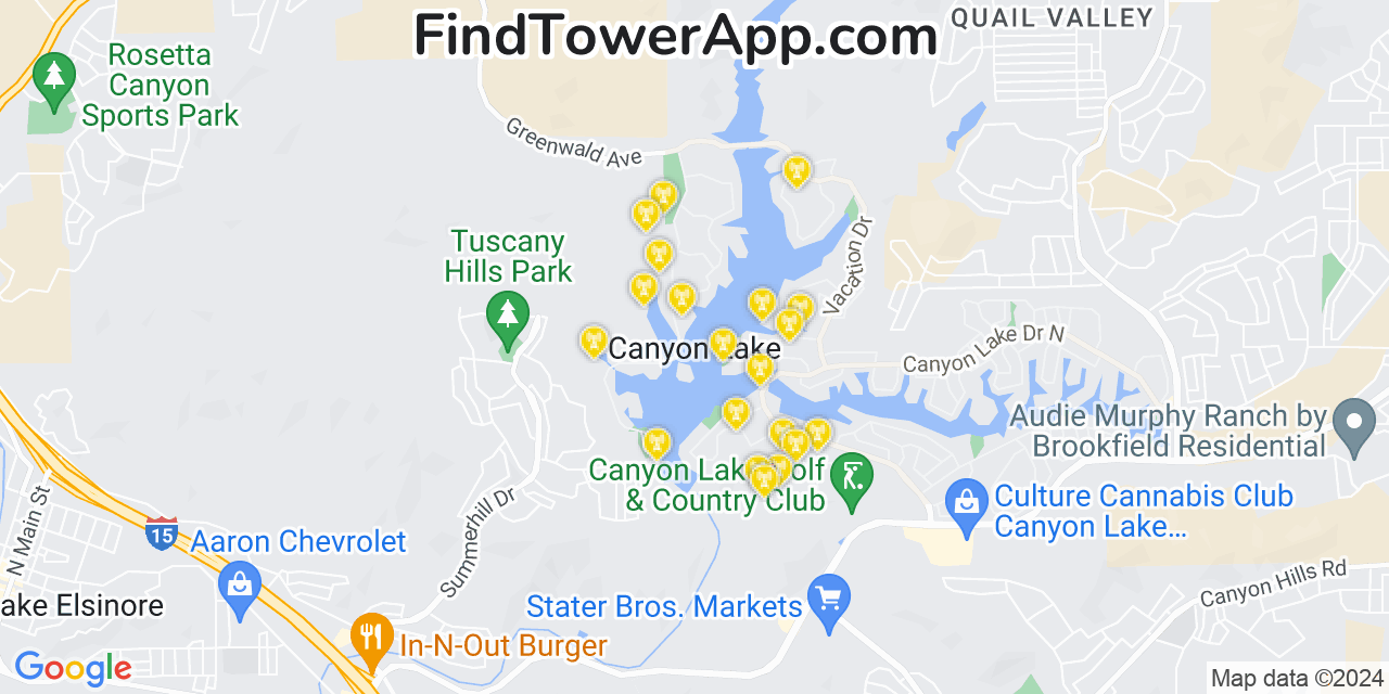 T-Mobile 4G/5G cell tower coverage map Canyon Lake, California