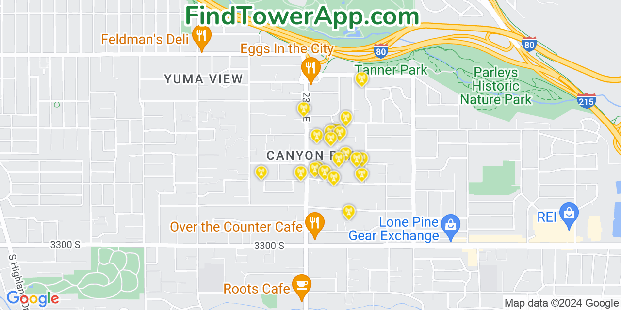 T-Mobile 4G/5G cell tower coverage map Canyon Rim, Utah