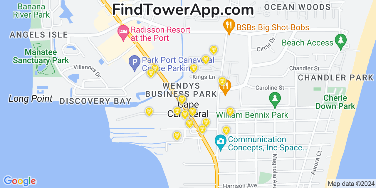 T-Mobile 4G/5G cell tower coverage map Cape Canaveral, Florida