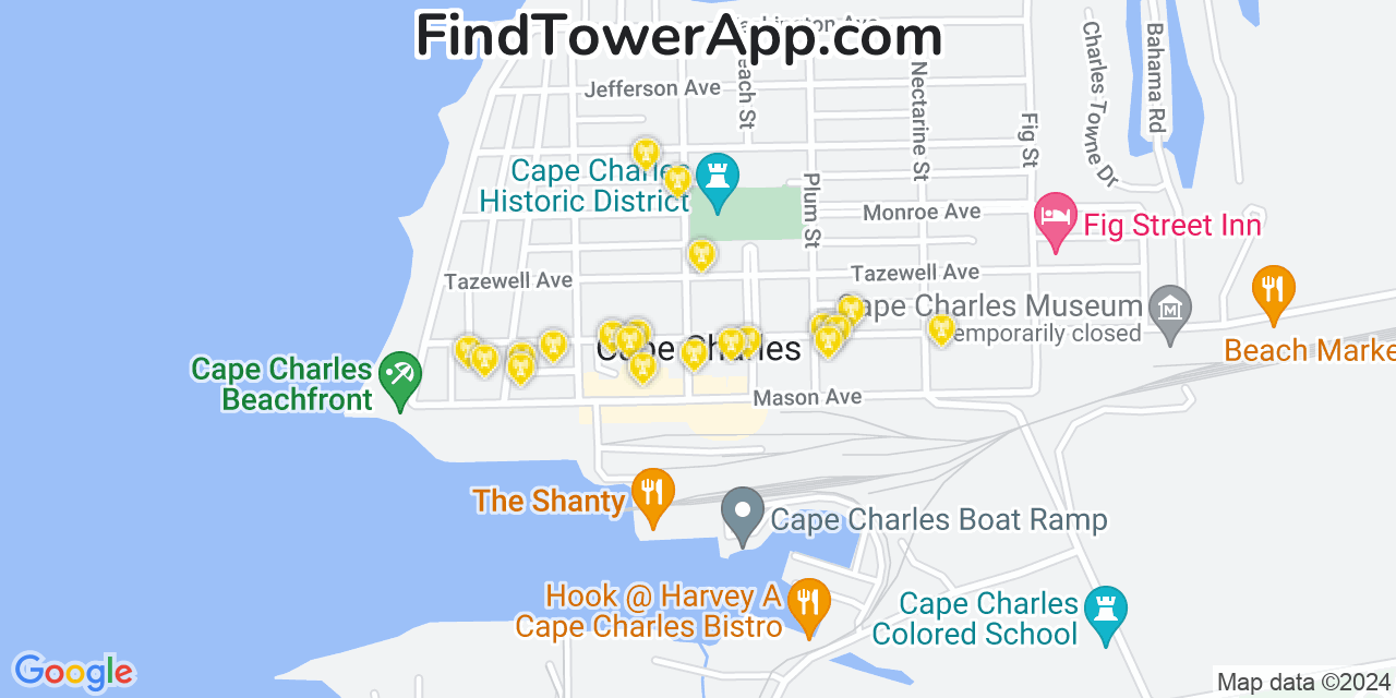 T-Mobile 4G/5G cell tower coverage map Cape Charles, Virginia