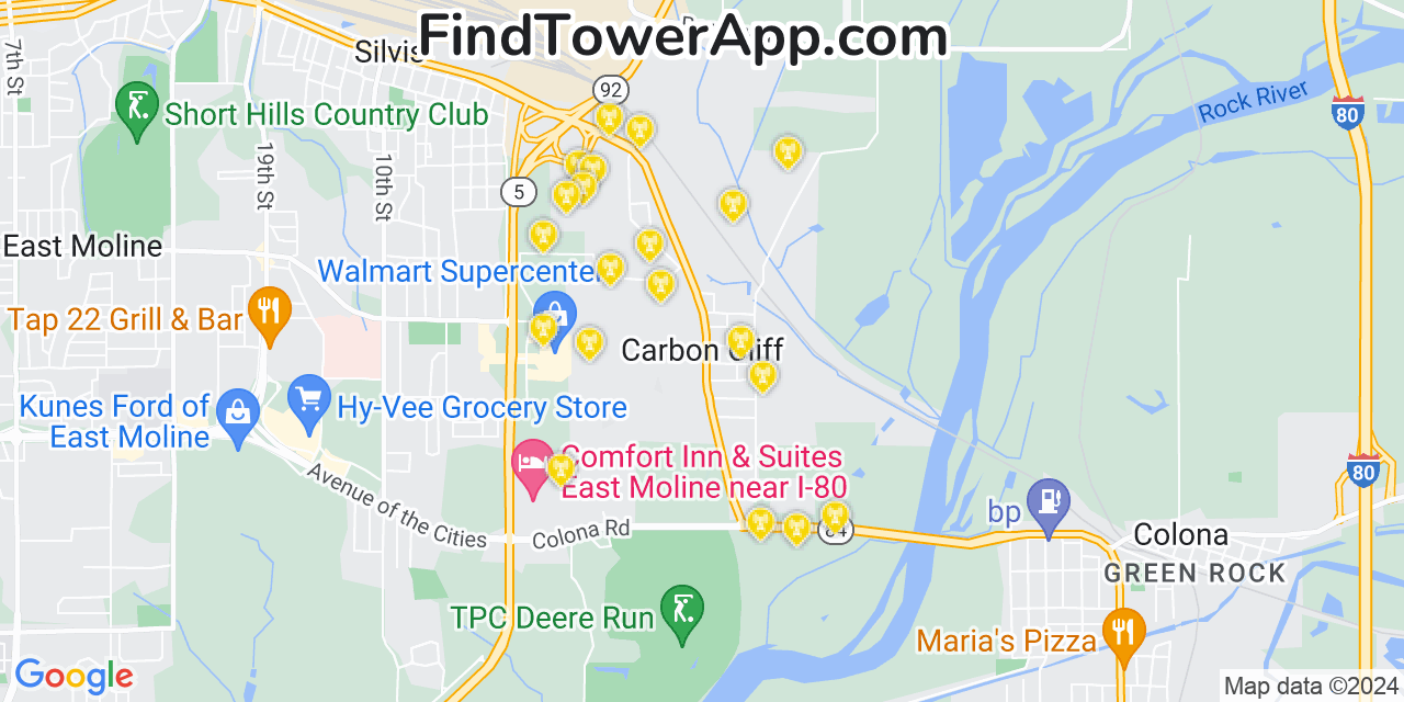 T-Mobile 4G/5G cell tower coverage map Carbon Cliff, Illinois