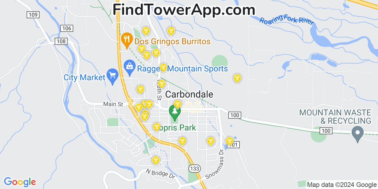 T-Mobile 4G/5G cell tower coverage map Carbondale, Colorado