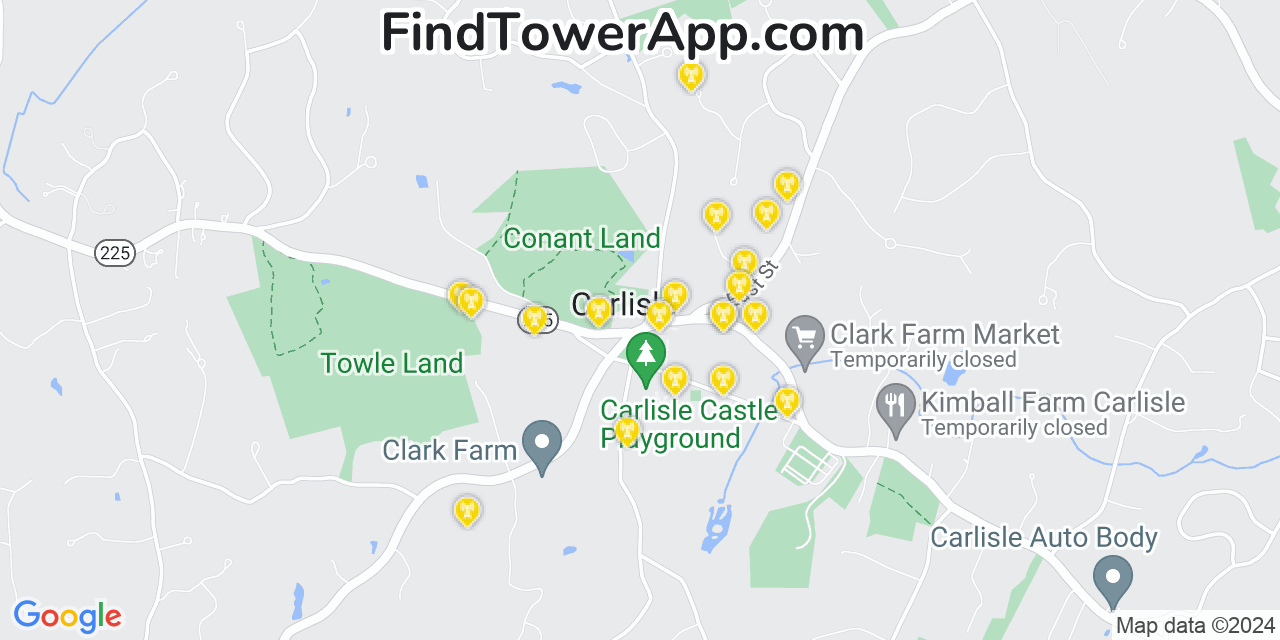 AT&T 4G/5G cell tower coverage map Carlisle, Massachusetts