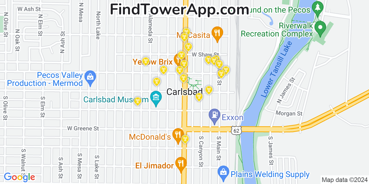 T-Mobile 4G/5G cell tower coverage map Carlsbad, New Mexico