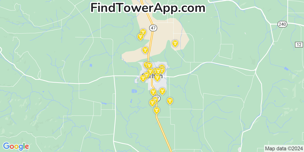 Verizon 4G/5G cell tower coverage map Carlton, Oregon