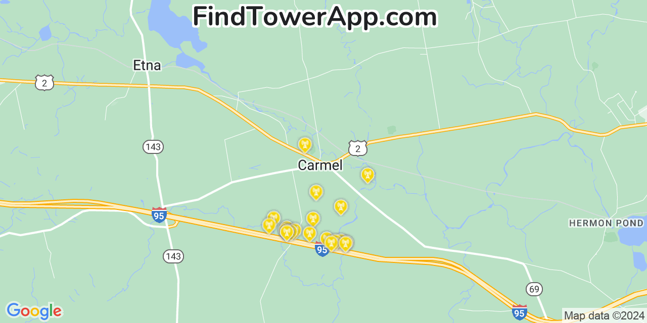 T-Mobile 4G/5G cell tower coverage map Carmel, Maine