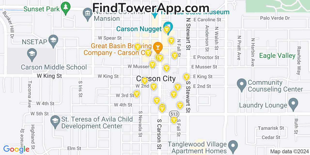 T-Mobile 4G/5G cell tower coverage map Carson City, Nevada