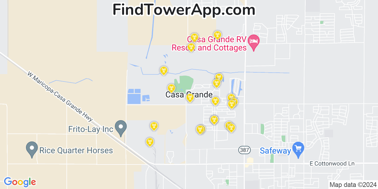 Verizon 4G/5G cell tower coverage map Casa Grande, Arizona