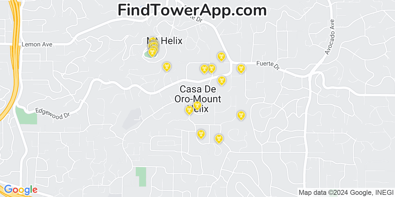 T-Mobile 4G/5G cell tower coverage map Casa de Oro Mount Helix, California