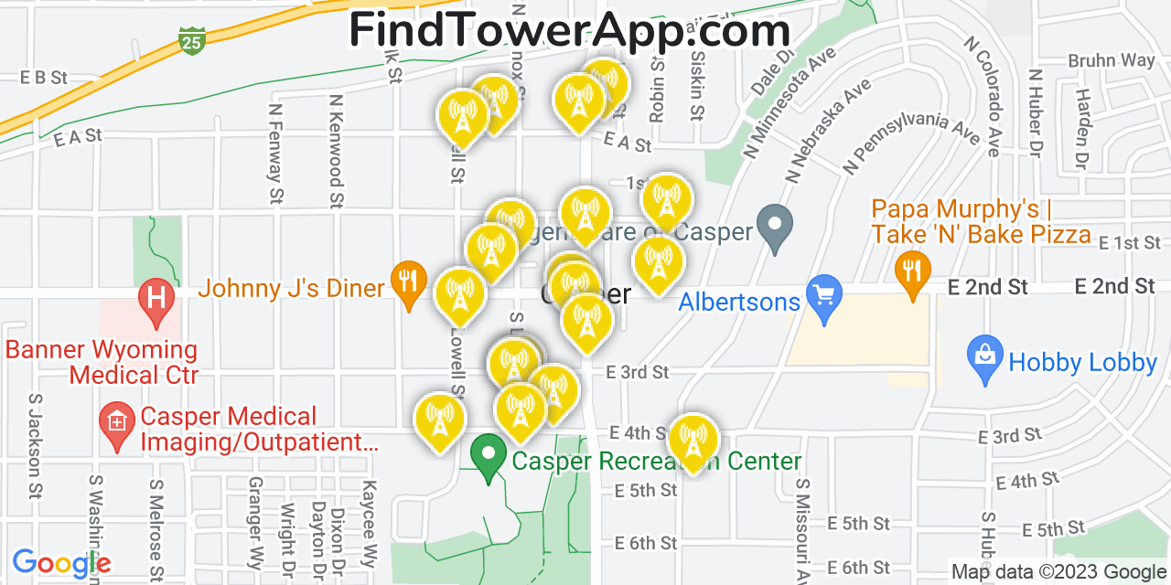 Verizon 4G/5G cell tower coverage map Casper, Wyoming