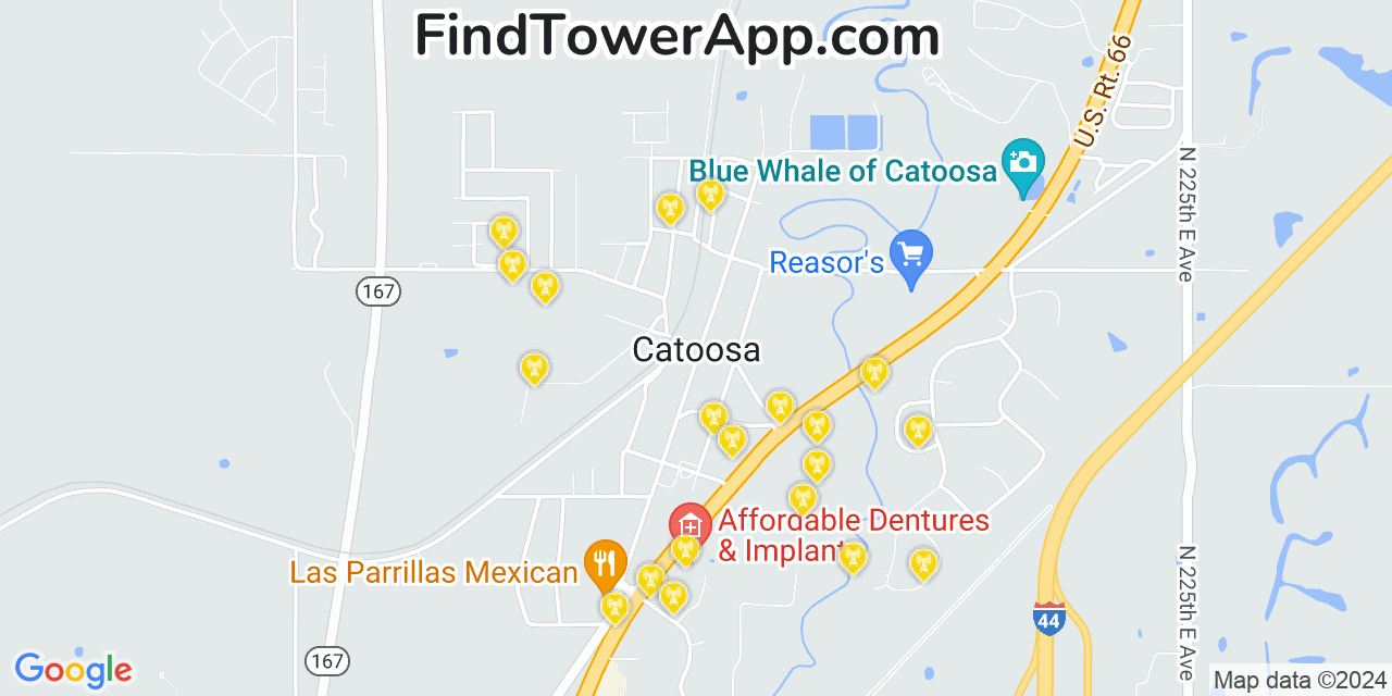 AT&T 4G/5G cell tower coverage map Catoosa, Oklahoma