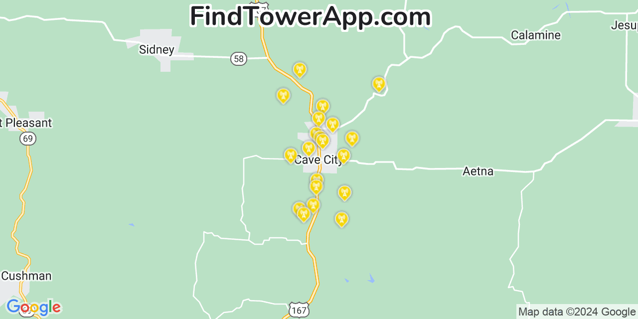 T-Mobile 4G/5G cell tower coverage map Cave City, Arkansas