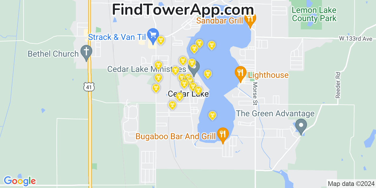 T-Mobile 4G/5G cell tower coverage map Cedar Lake, Indiana