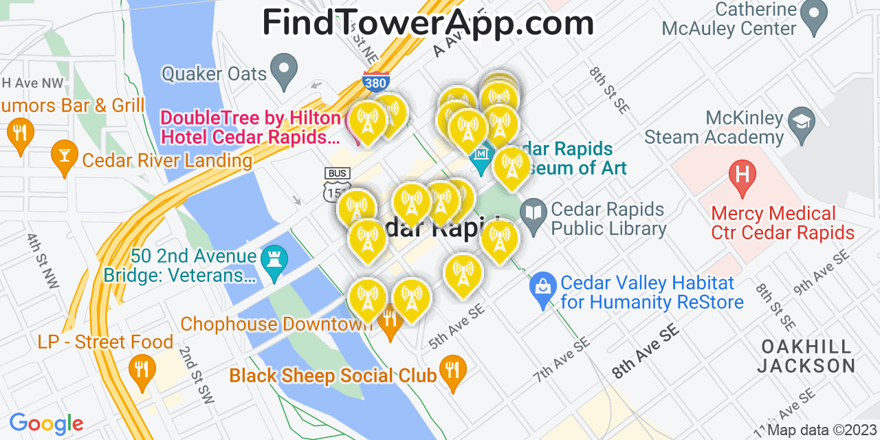 Cedar Rapids Iowa Cell Tower Coverage Map