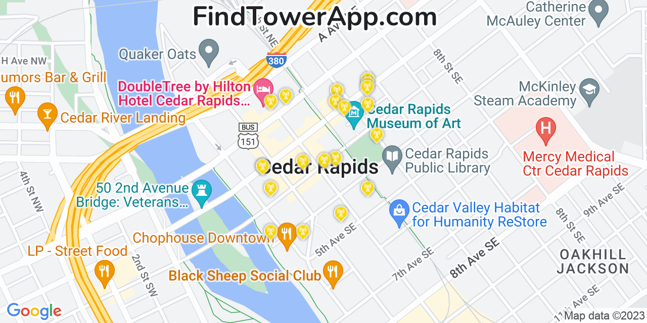 T-Mobile 4G/5G cell tower coverage map Cedar Rapids, Iowa