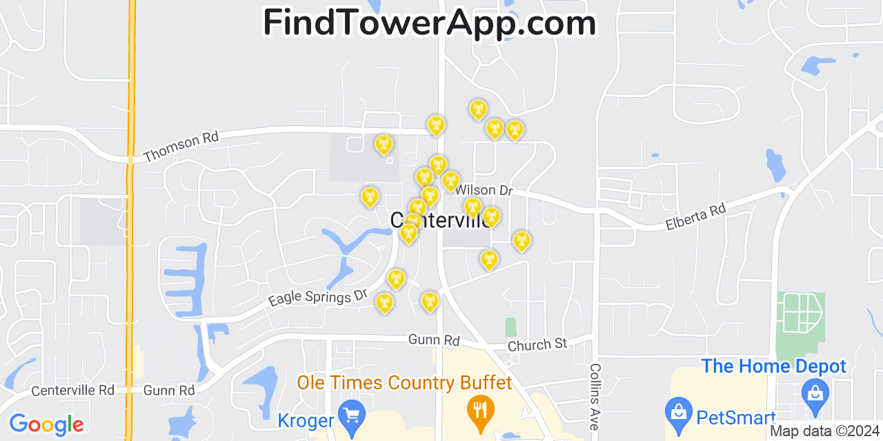 AT&T 4G/5G cell tower coverage map Centerville, Georgia