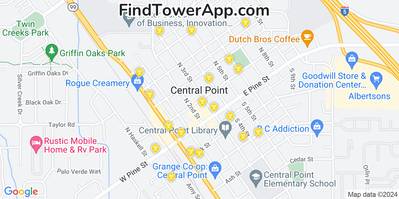 T-Mobile 4G/5G cell tower coverage map Central Point, Oregon