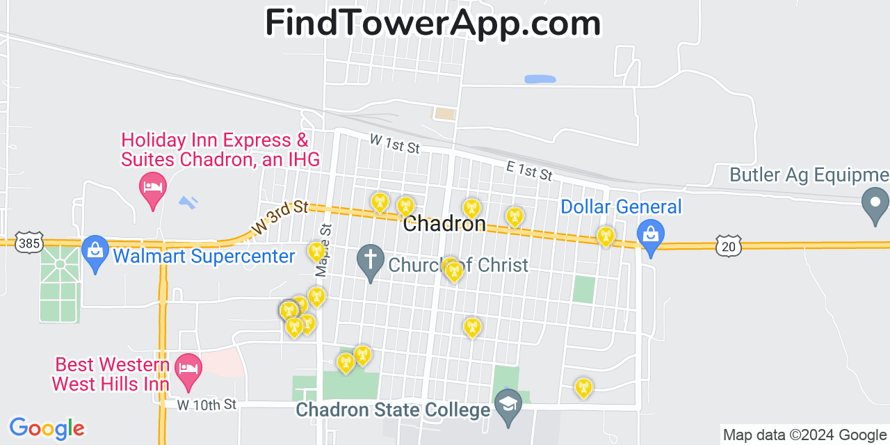 AT&T 4G/5G cell tower coverage map Chadron, Nebraska