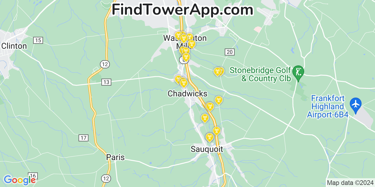 Verizon 4G/5G cell tower coverage map Chadwicks, New York