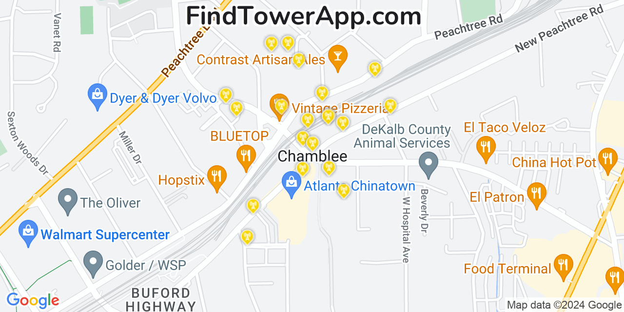 T-Mobile 4G/5G cell tower coverage map Chamblee, Georgia