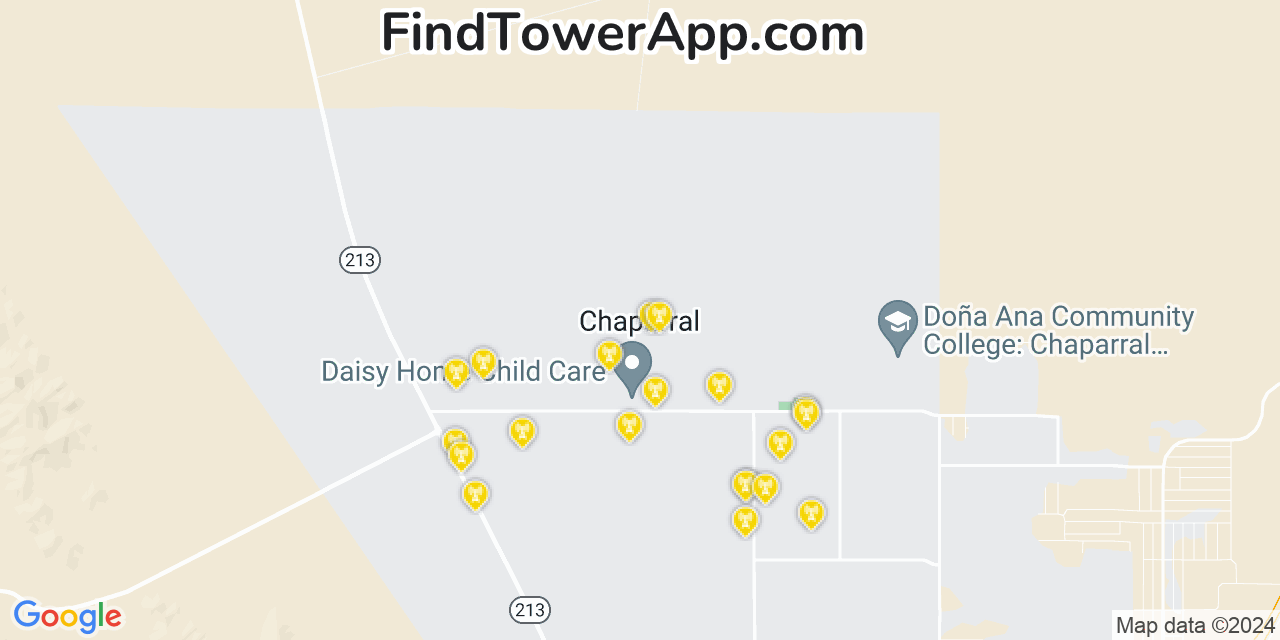 Verizon 4G/5G cell tower coverage map Chaparral, New Mexico