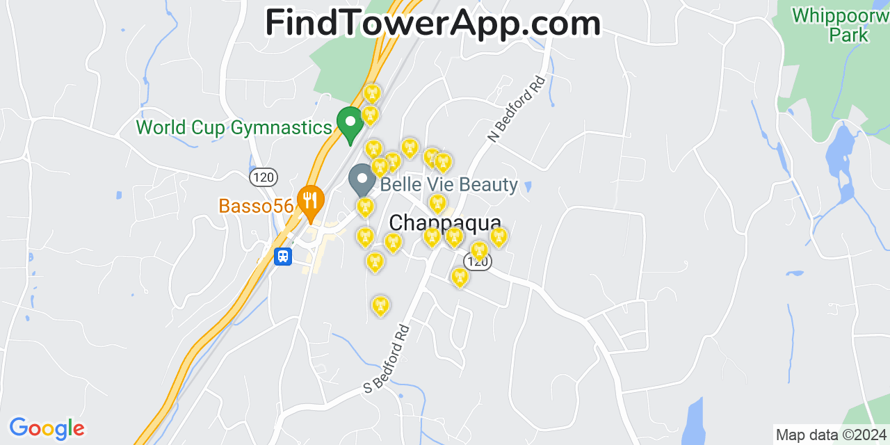 AT&T 4G/5G cell tower coverage map Chappaqua, New York