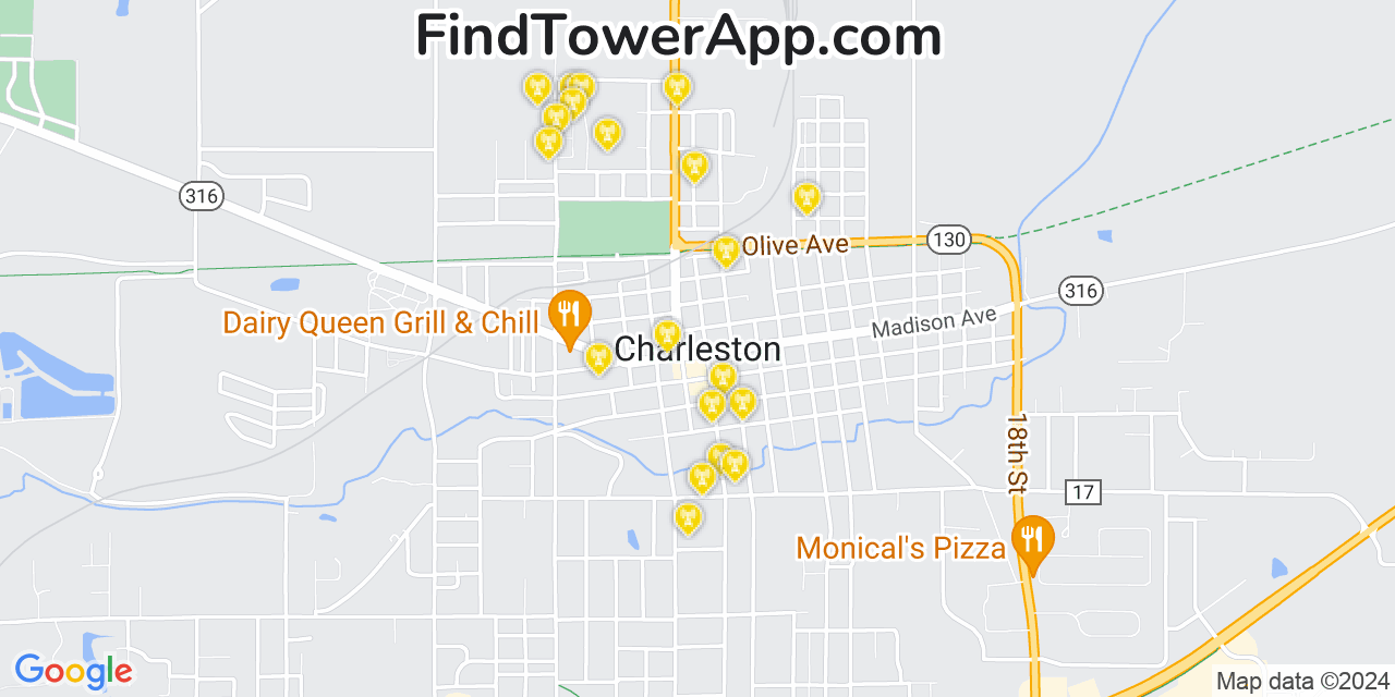 T-Mobile 4G/5G cell tower coverage map Charleston, Illinois