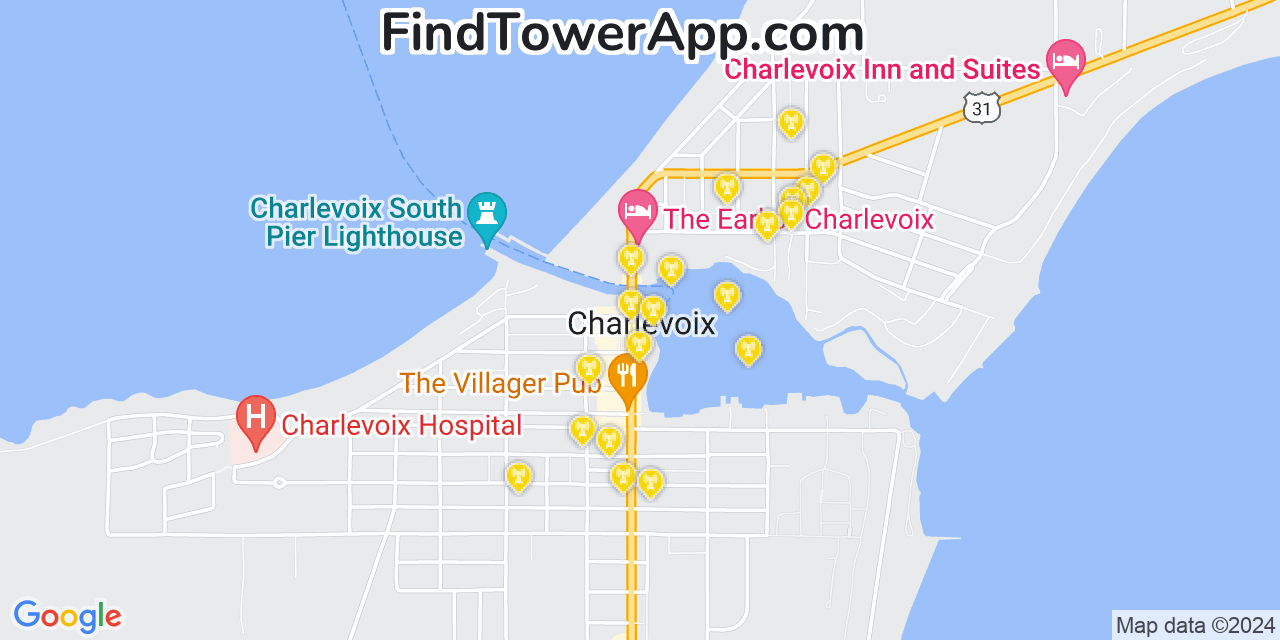 T-Mobile 4G/5G cell tower coverage map Charlevoix, Michigan