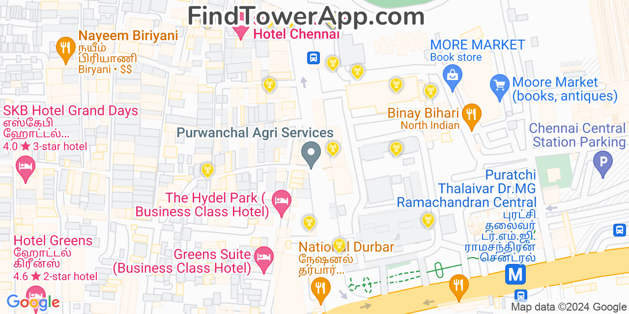 Chennai (India) 4G/5G cell tower coverage map