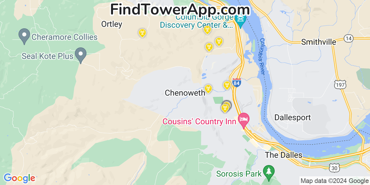 T-Mobile 4G/5G cell tower coverage map Chenoweth, Oregon