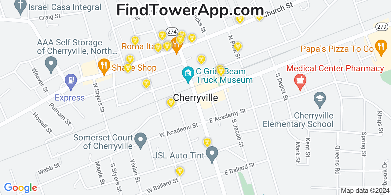 Verizon 4G/5G cell tower coverage map Cherryville, North Carolina