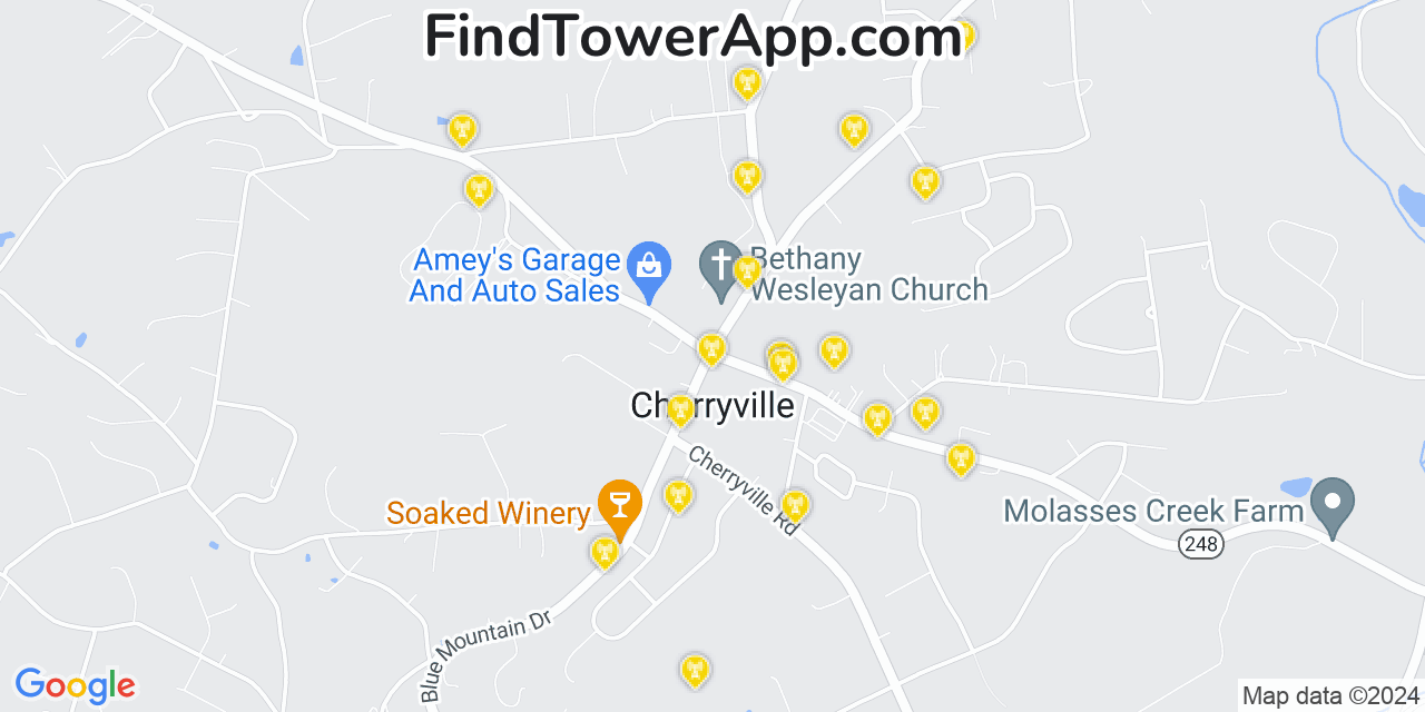 AT&T 4G/5G cell tower coverage map Cherryville, Pennsylvania