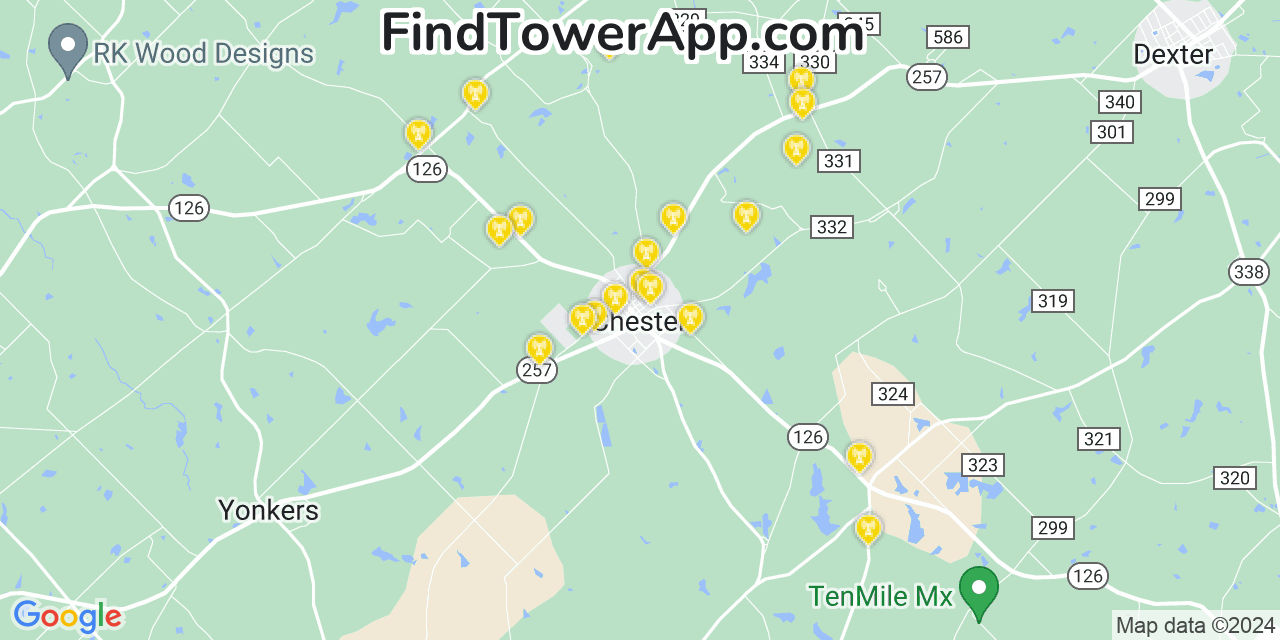 AT&T 4G/5G cell tower coverage map Chester, Georgia