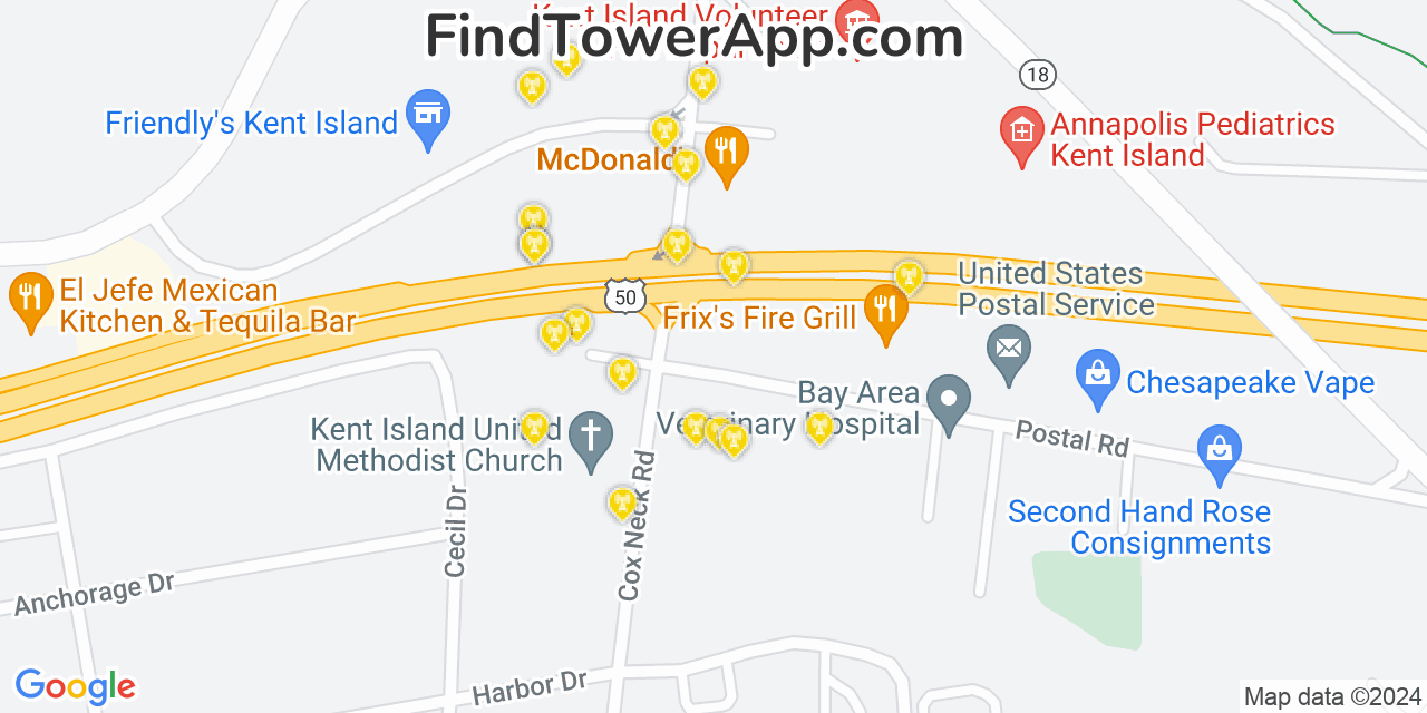 Verizon 4G/5G cell tower coverage map Chester, Maryland