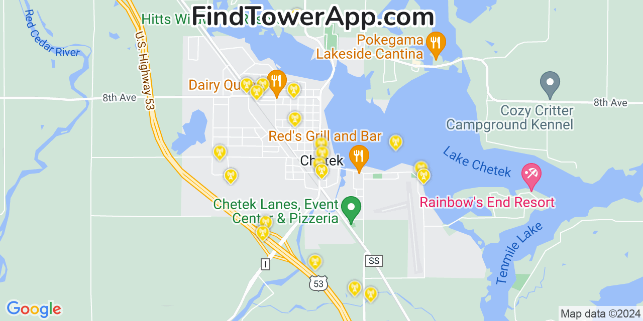 T-Mobile 4G/5G cell tower coverage map Chetek, Wisconsin