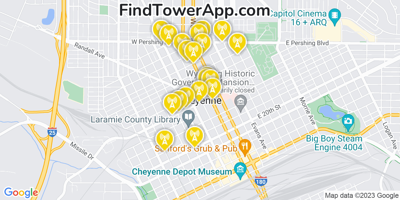 Verizon 4G/5G cell tower coverage map Cheyenne, Wyoming