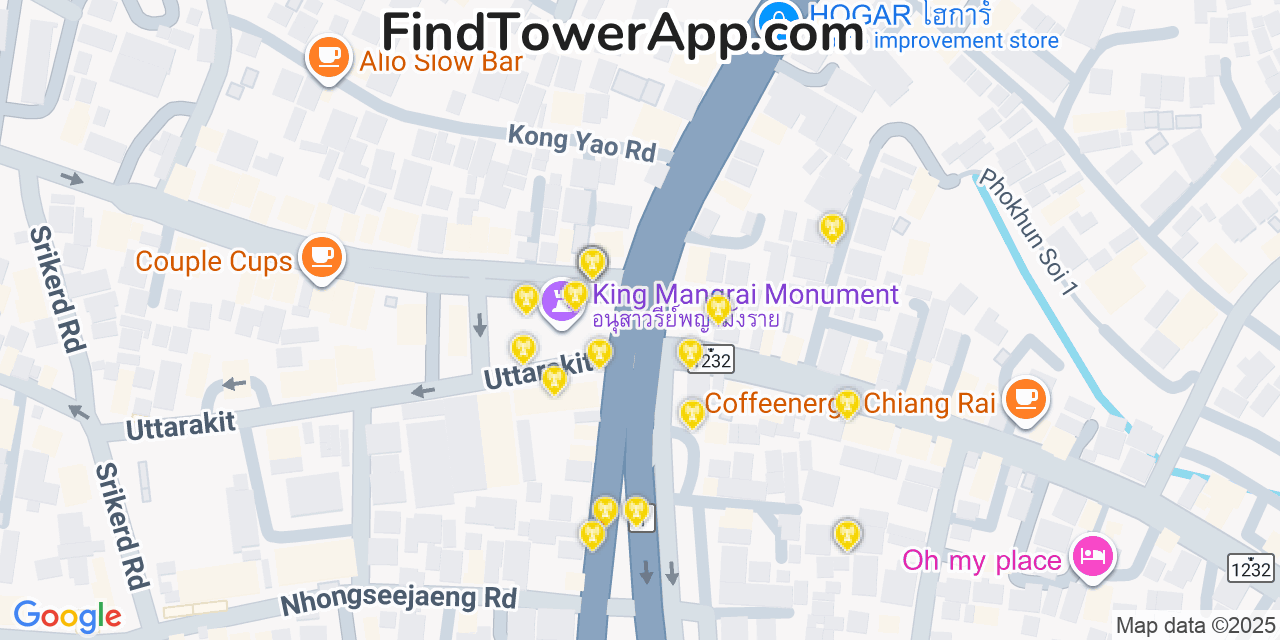 Chiang-Rai Cell Towers, Thailand - FindTower App Coverage Maps
